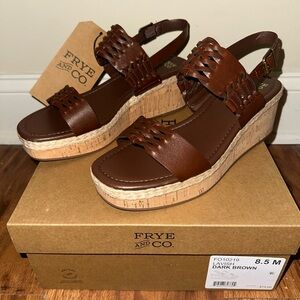Frye and Co. Womens Lavish Wedge Sandals Dark Brown Size 8.5, Black 7.5 & 9. 5